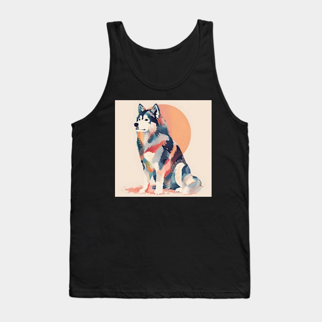 70s Alaskan Malamute Vibes: Pastel Pup Parade Tank Top by NatashaCuteShop